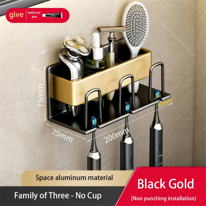 Wall Mounted Toothbrush Holder Hanging Storage Strong Load-bearing Space Aluminum Storage Toothbrush Rack Tooth Storage
