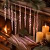Seasonal Home Holiday Accents 12Pcs Spiral Icicle Ornaments, Christmas Twisted Hanging Decor, Transparent Winter Wonderland Party Supplies Pendants
