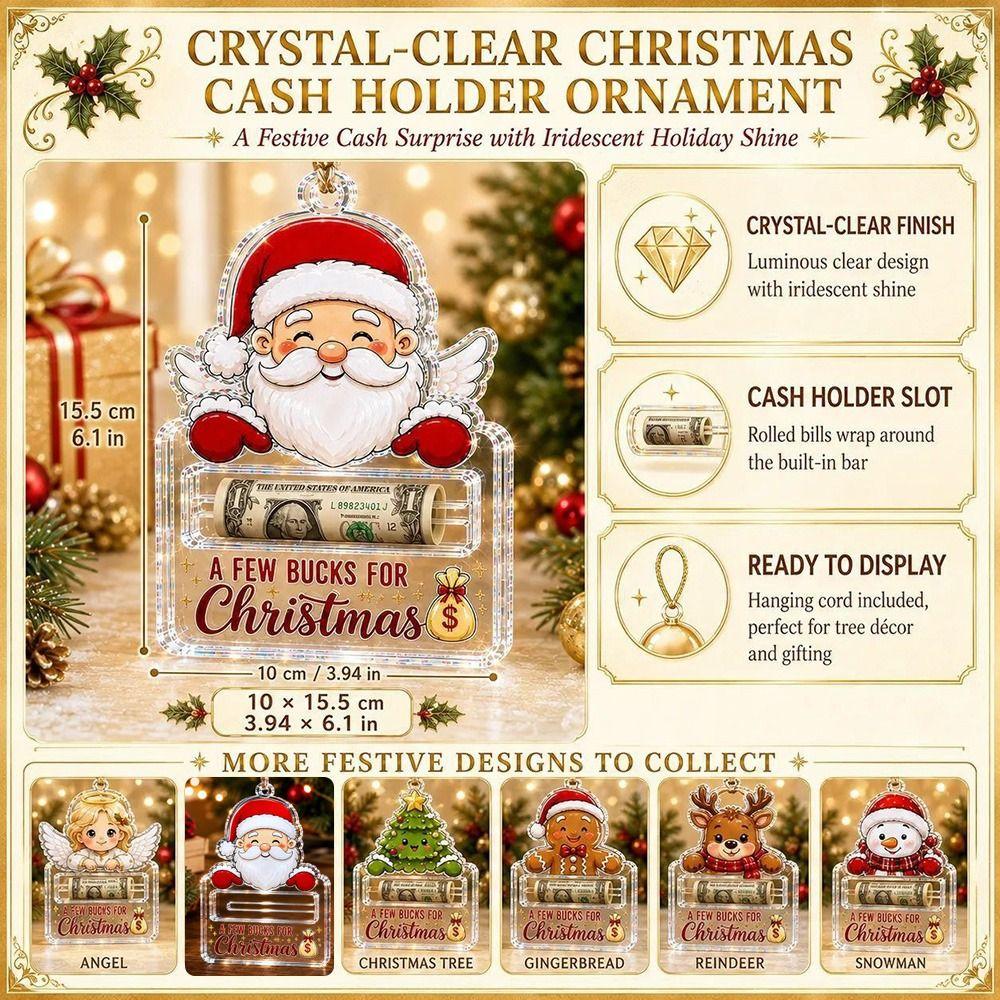 Acrylic Christmas Cash Gift Holder Ornament Clear Christmas Ornament Cash Gift Presentation