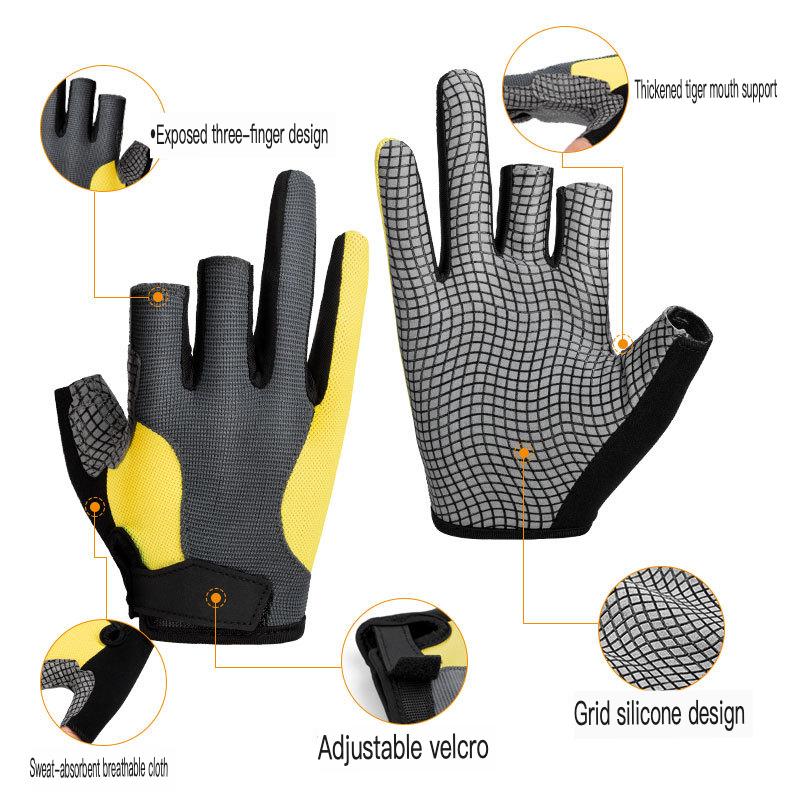 Breathable Mesh 3-Finger Sun Protection Fishing Gloves Anti-slip Outdoor Lure Fishing Gloves for Spring & Summer