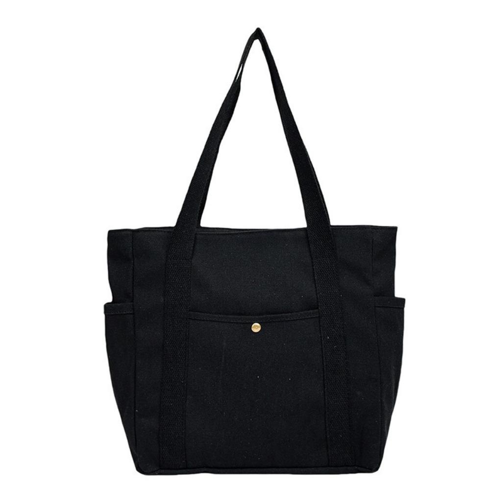 Korean Style Shopping Handbag Solid Color Cloth Shoulder Bag Portable Canvas Tote Bag  Students