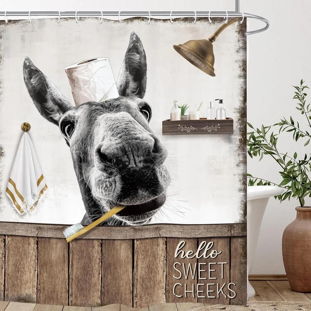Cute Funny Dog Shower Curtain Cat Riding Dinosaur Funny Pet Cartoon Shower Curtain Boys Girls Bathroom Decor Shower Curtains