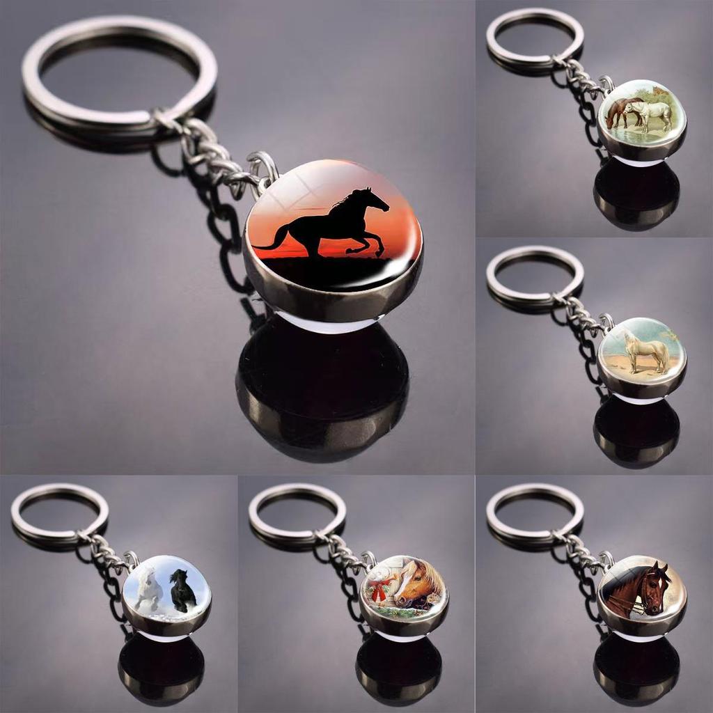 Glass Key Tag With Animal Motif And Round Shape For Gift And Everyday Carry