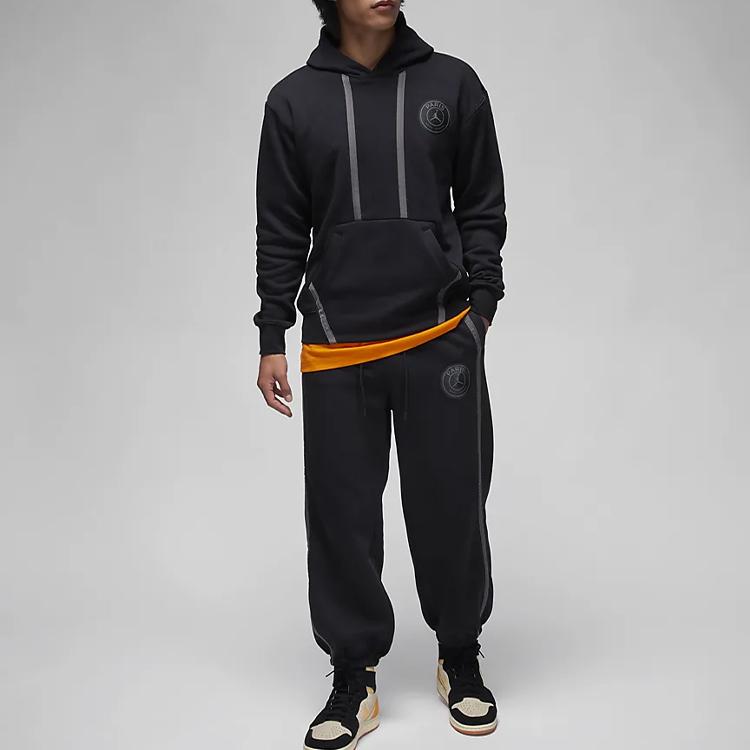 Jordan Paris Saint-Germain Collaboration Lace-Up Casual Jogger Knit Pants Men Bottoms Black DZ2950-010