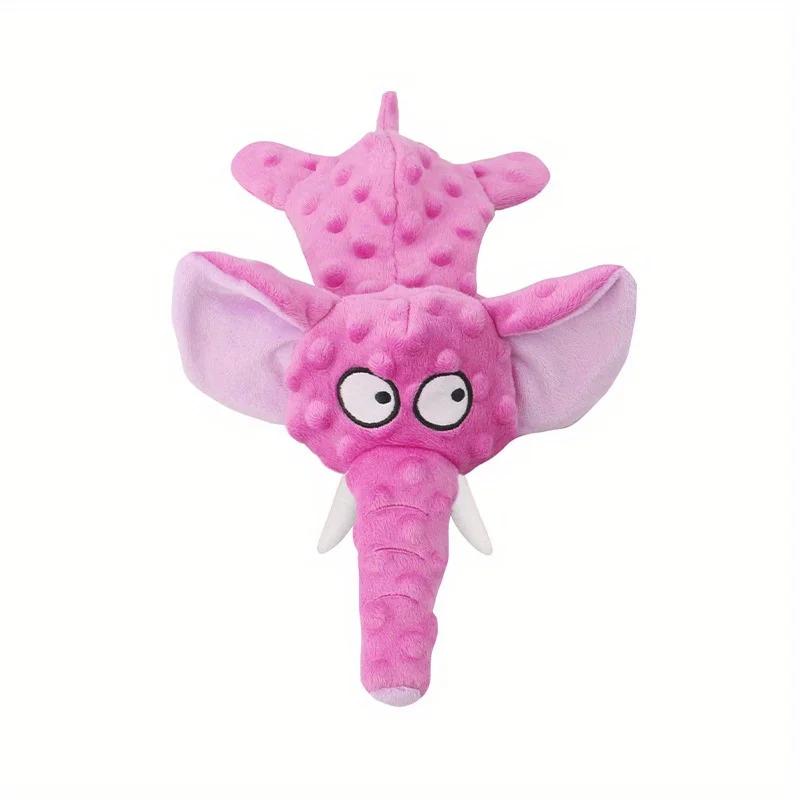

Voice Interactive Plush Chew Toy for Dogs and Cats Animal Shape Bite Resistant Puzzle Toy with Teeth Cleaning Function Pet XS розовый