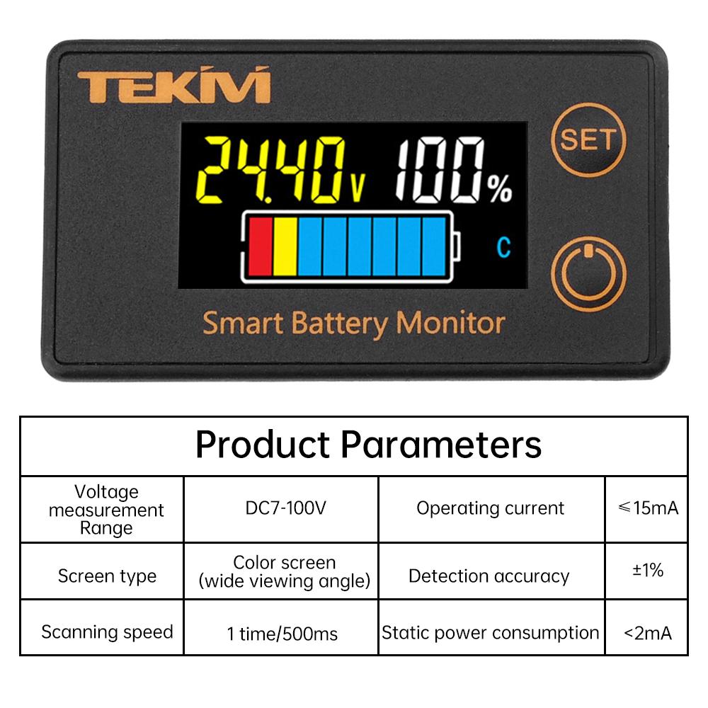 6139 Waterproof Intelligent Digital Display Voltage Battery Capacity Tester Acid / Li-Ion / Li-Fe Battery Universal DC 7-100V