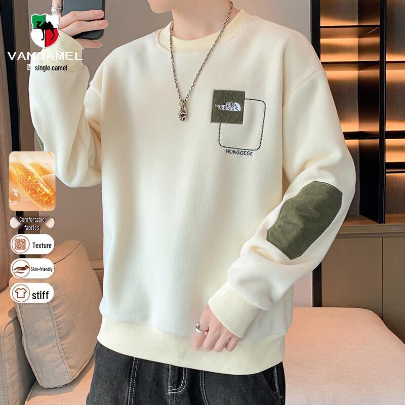 VANCAMEL Men's Winter Fleece Letter Sweatshirt