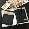 Xiaohongshu Style Women's Ice Silk Lace Cardigan Pajamas Set – Short Sleeve, Long Pants, Suitable for Summer Home or Outdoor Wear
