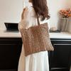 Women's Woven Straw Beach Bag Hand Woven Capacity Large Shoulder Bag Simple Travel Commuting Tote Casual Handbag