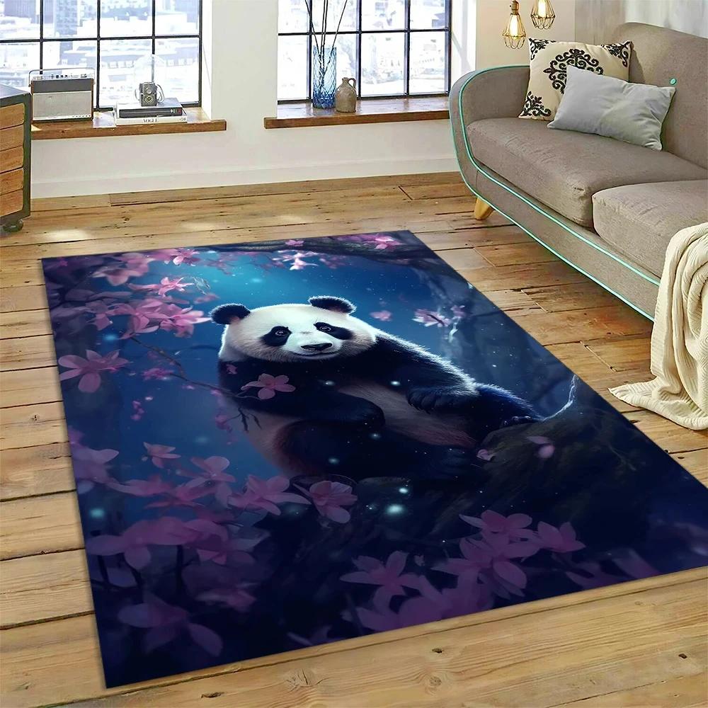 Uroczy dywan panda do sypialni, łazienki, salonu, dekoracja sofy, mata do raczkowania dla dziecka, miękki dywanik z kreskówkowym zwierzęciem, antypoślizgowa mata do zabawy