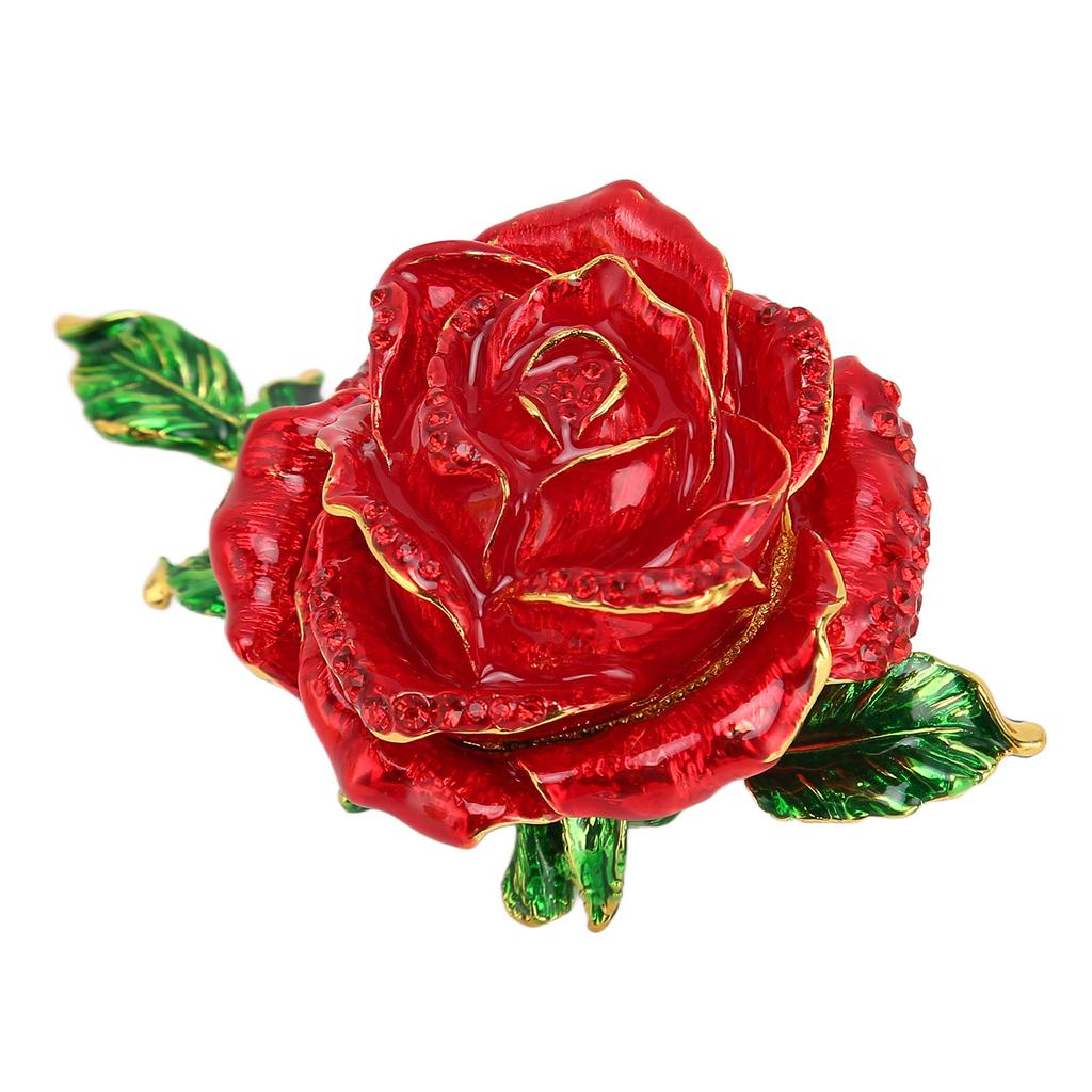 Scatola Portagioielli a Forma di Rosa Squisita Elegante Lucida Scatola Porta Anelli per Decorazione da Scrivania