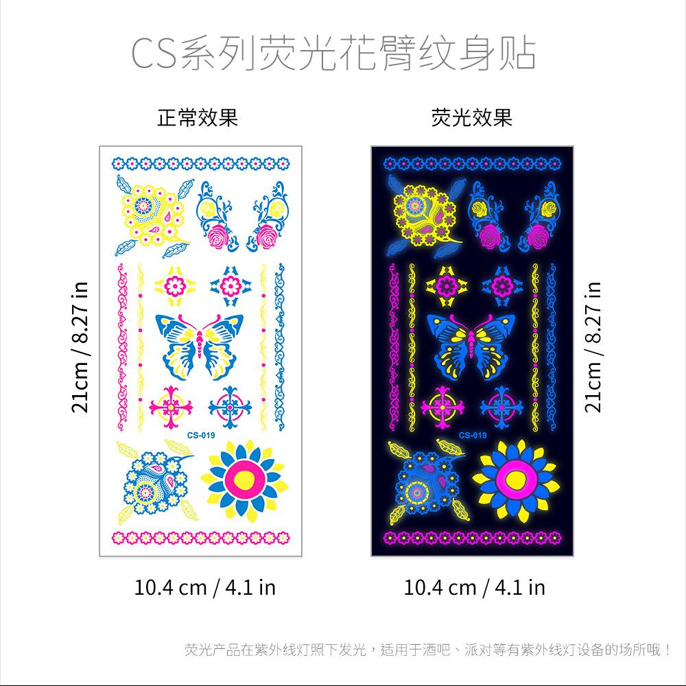 Hot Creative Fluorescent Flower Arm Tattoo Sticker Face Sticker Waterproof Music Festival Arm Tattoo Sticker
