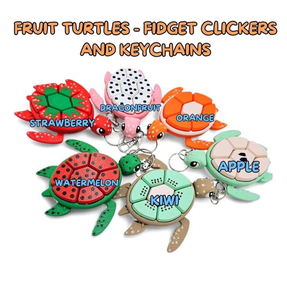 Bag Charm Turtle Fidget Clickers Keychain Clickers Sensory Key Ring Toy Birthday Parties