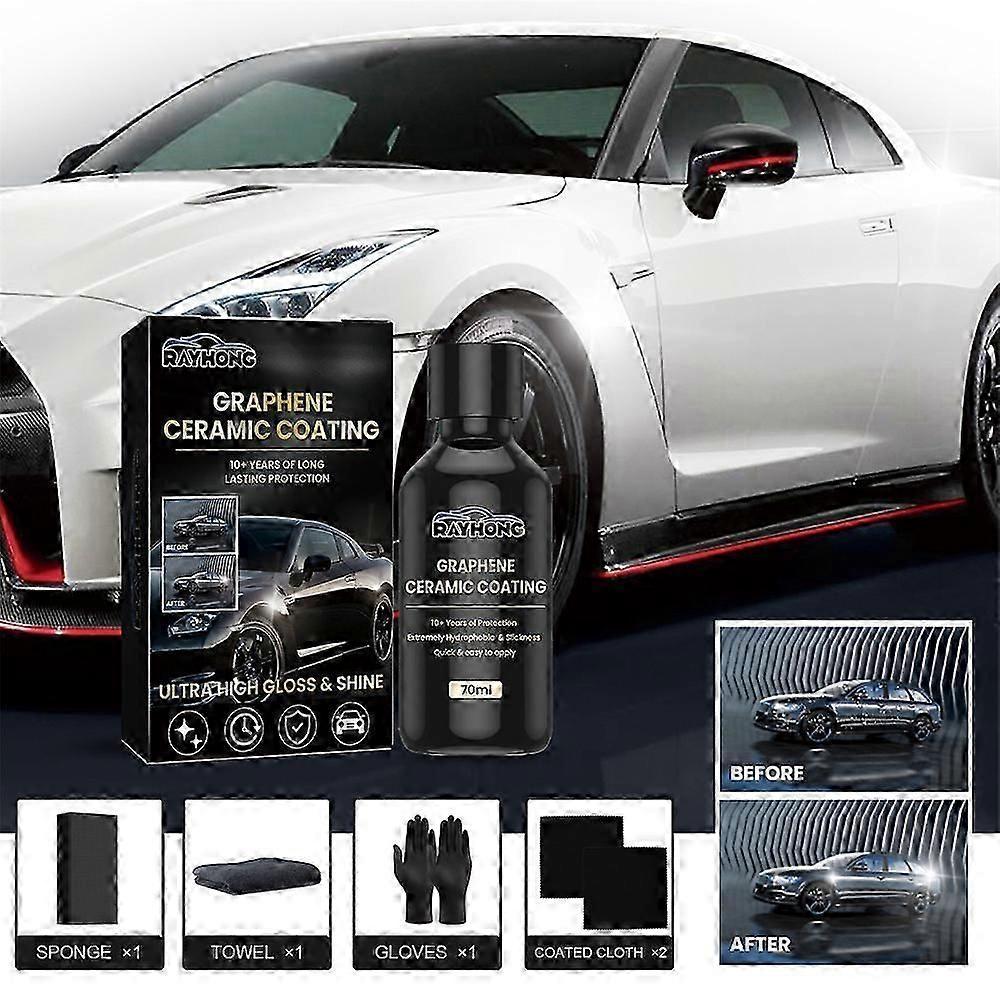 2Pcs Car Graphene Ceramic Coating Long Lasting Protection High Gloss & Shine 70ml