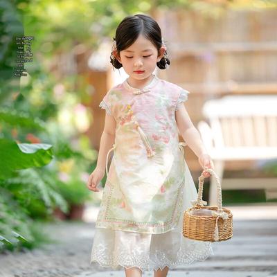 Meng Hu 'Little Ice Berry' Girls' Short Sleeve New Chinese Style Hanfu Dress