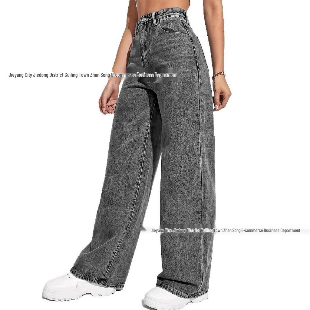Washed Retro Straight Leg Loose Jeans for Women - Casual Versatile Fashion Long Pants