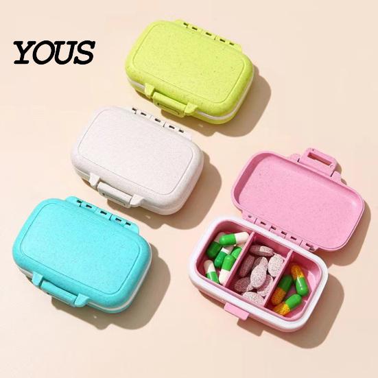 Daily Pill Box for Travel Portable Three-compartment Organizer, Moisture-proof Buckle Seal Case, Vitamin Case Purse Compact Plastic Container Morning