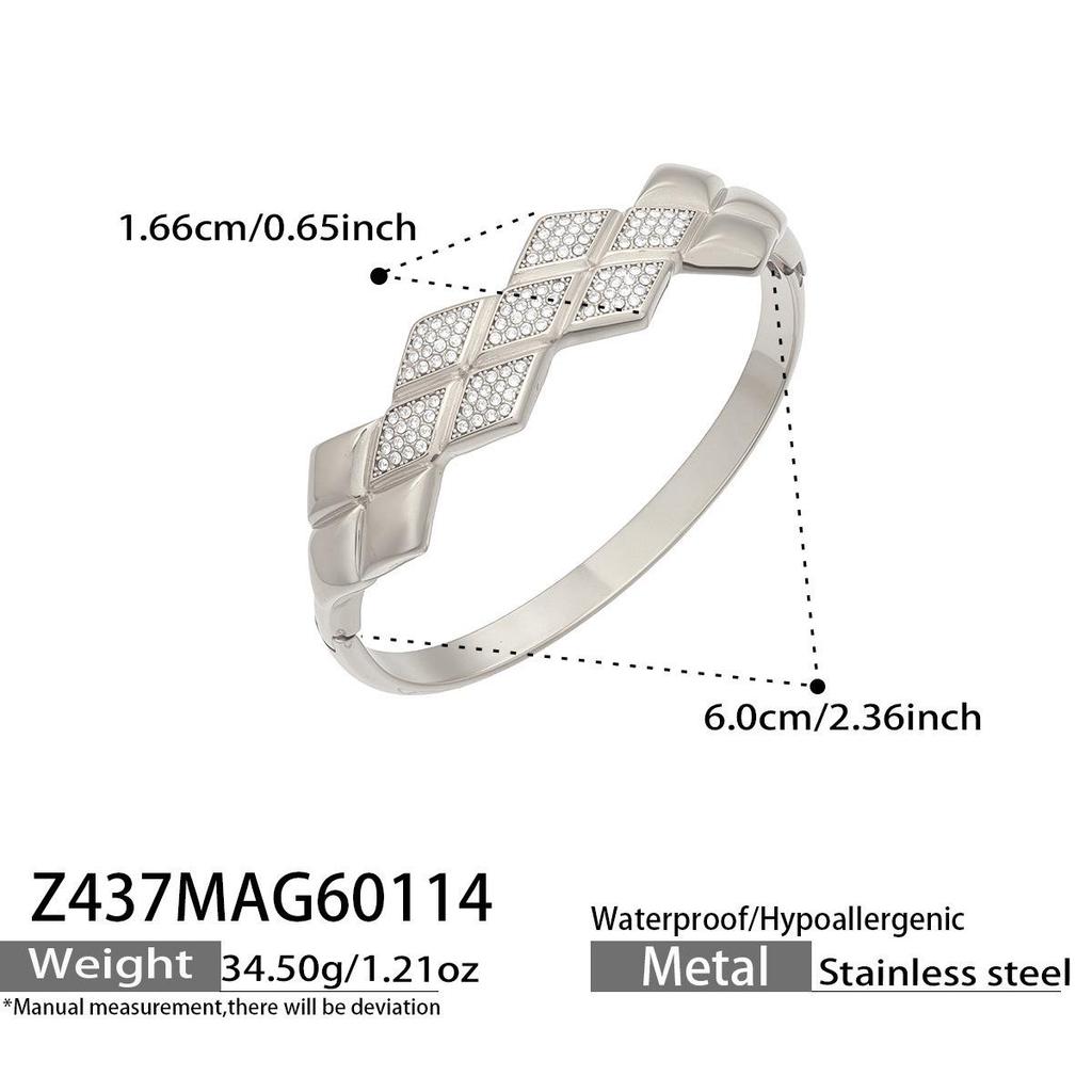 18K Goldplattiertes Geometrisches Zirkonia-Diamant-Armband aus Edelstahl