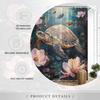 1Pc Sea Turtle & Floral Shower Curtain - Realistic Ocean Design, Pink & Purple Flowers, Coral Reef, Polyester,12 Hooks,Easy Care