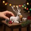 3D Printed Xmas Reindeer Sculpture Lying-Posture Elk Deer Statue Animal Figurine  Office Desk