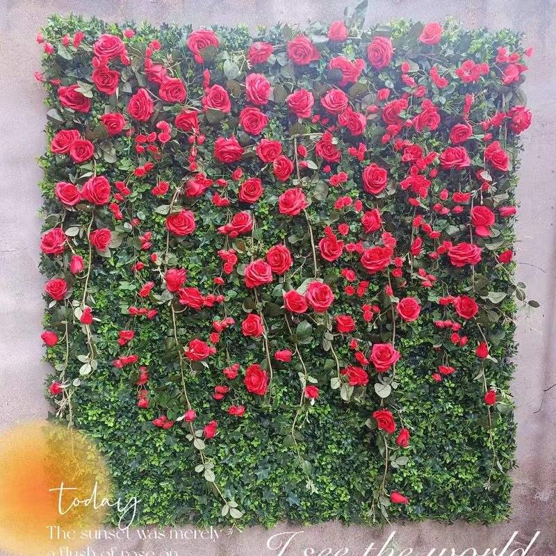 Artificial Green Wall with Roses for Indoor/Outdoor Decor
