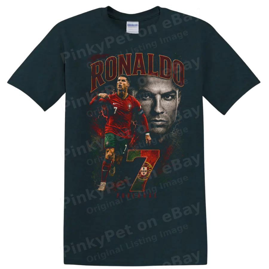 Cristiano Ronaldo Portugal Soccer T Shirt Number 7 Portrait Action Tee
