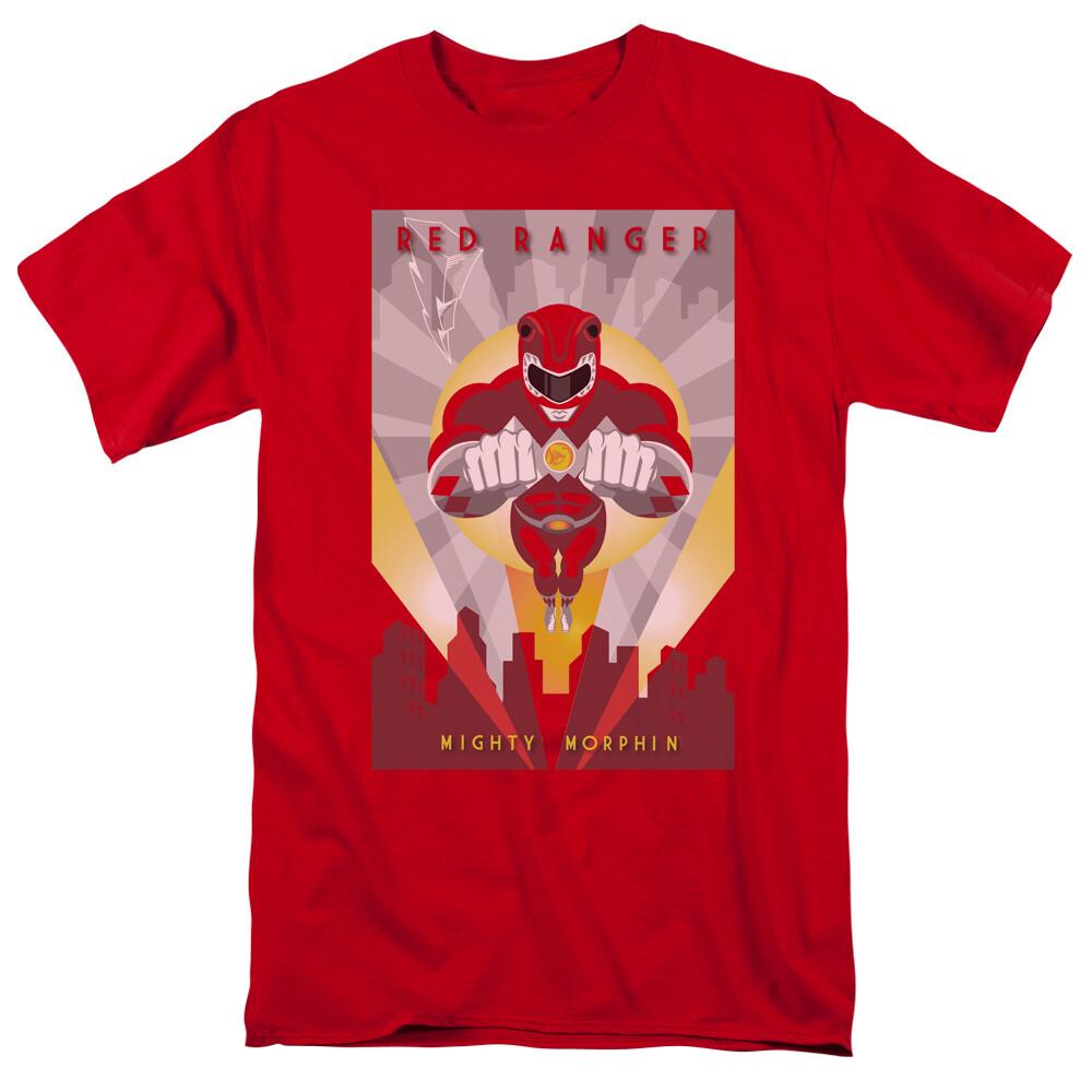 Mighty Morphin Power Rangers Red Deco T Shirt Mens Licensed Tee Red M