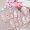 24-Piece Semi-Handmade Ghost Spider French Blood Drop Press-On Nails