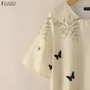 ZANZEA Women Casual Round Neck Loose Short Sleeve Print Blouse