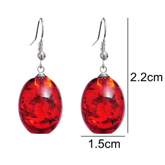Vintage Oval Shaped Faux Amber Dangle Hook Earrings Women Piercing Jewelry Gift