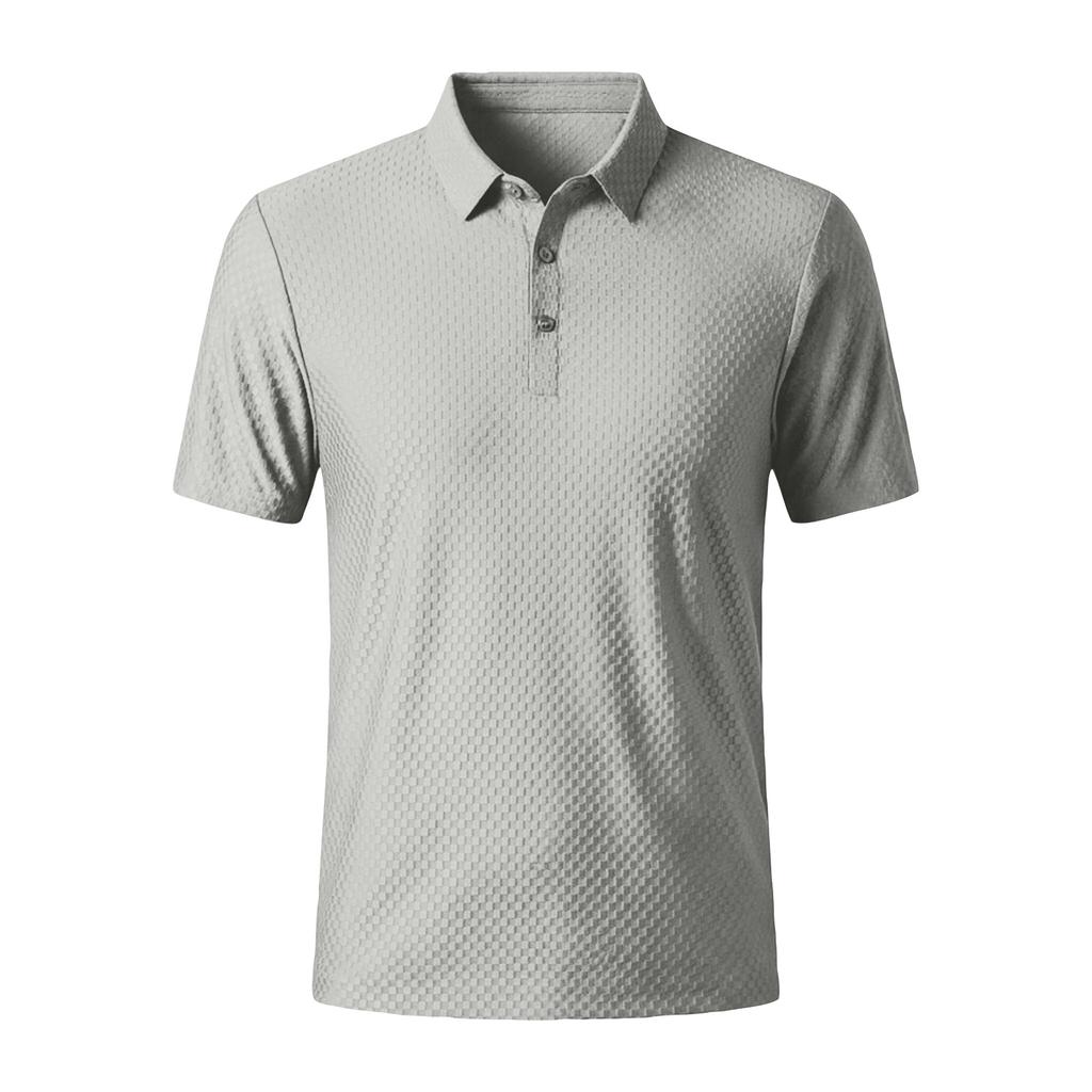Men's Summer Ice Silk Mesh Short Sleeve Polo Shirt Button Front Breathable Lightweight Casual Top for Outdoor Activities
