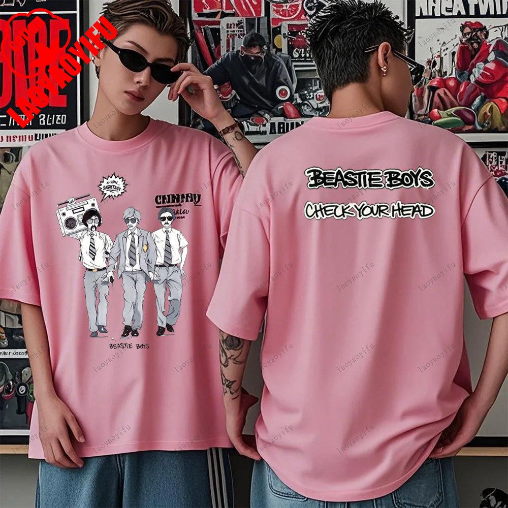 Beastie Boys T-Shirt Check Your Head T-Shirt Amerikanische Hip-Hop-Gruppe Schlichtes Modedesign Kurzarm-T-Shirt