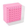 49 Holes Nail Drill Bit Holder Display Case with Transparent Cover Nail Drill Bits Storage Box Pink