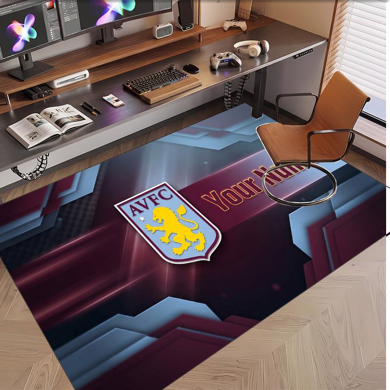 Personalized Crystal Velvet Carpet Aston Villa Pattern Non Slip Floor Rug