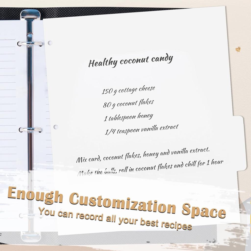 Recipe Dividers for 3 Ring Binder Set 9 3/4”×11” Black and Pre-Printed Recipe Binder Dividers Recipe Organizer Personalized Family Recipe Binder
