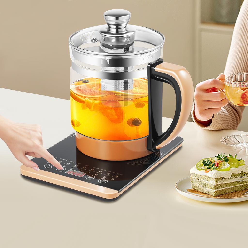 1.8L Electric Glass Kettle With Tea Infuser & Egg Steamer Rack, Temperature Control Electric Kettle With 18 Smart Programs
