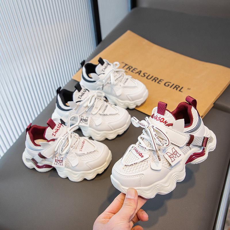 Girls' sneakers 2025 spring and autumn new breathable mesh children's running shoes medium and old girls' dad shoes