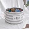 1pc-A Foldable Striped Pet Toy Basket and a Dog Toy Storage Box with a Woven Rope Handle