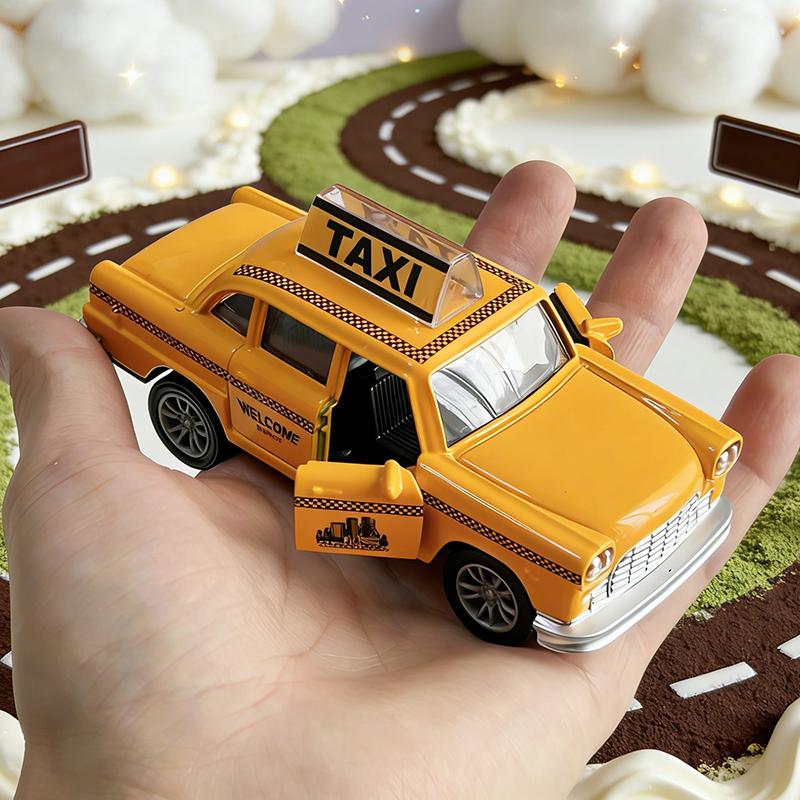 1/36 Retro Taxi Model Car Alloy Miniature Toy Car Diecast Vehicle Collection Baby Toys For Kids Children's Day Gift