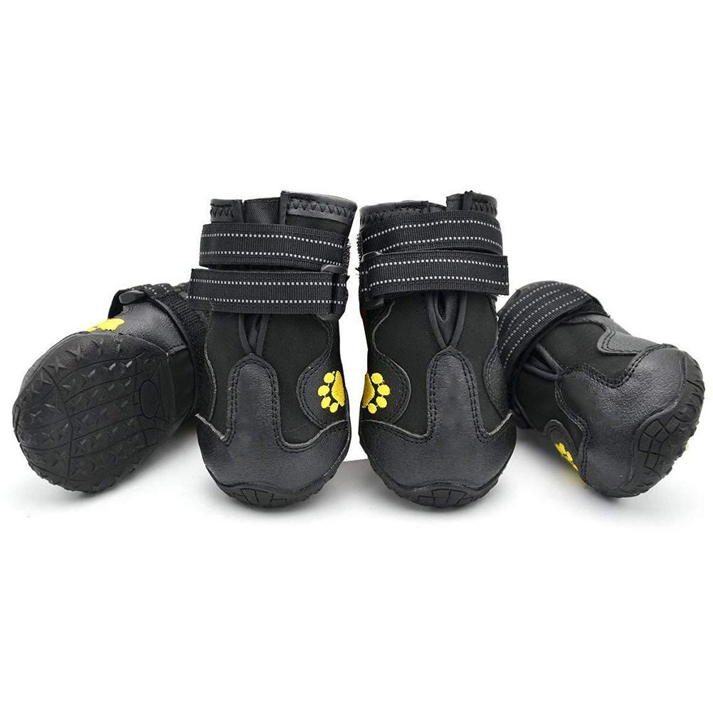 4Pcs Waterproof Snow Boots Winter Pet Dog Shoes Casual Anti-Slip Warm Puppy Boots Black Size 4 Outdoor Pet Dog Shoes