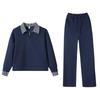 Khmer Women's Spring 2026 Half-Zip Collar Casual Sportswear Set - New Stripe Color Block Two-Piece