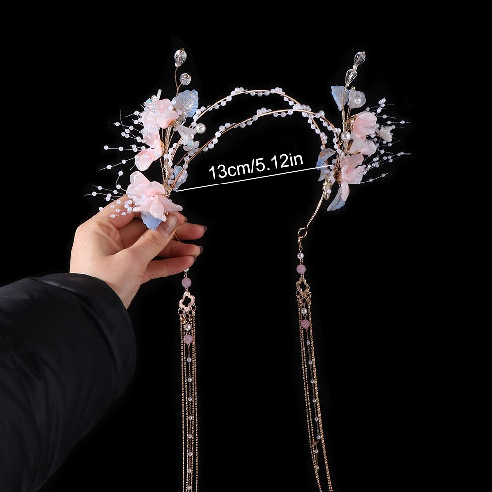 Crystal Chinese Ancient Hairband Flower Swaying Fairy Headwear Hanfu Tassel Hair Hoop  Betrothal