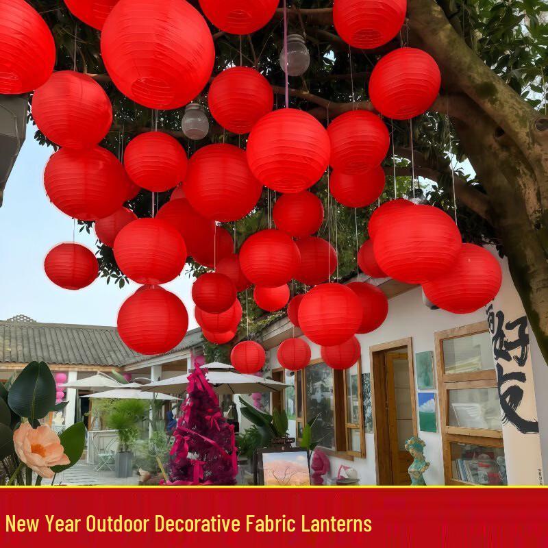 Dino New Year Red Waterproof Silk Lantern