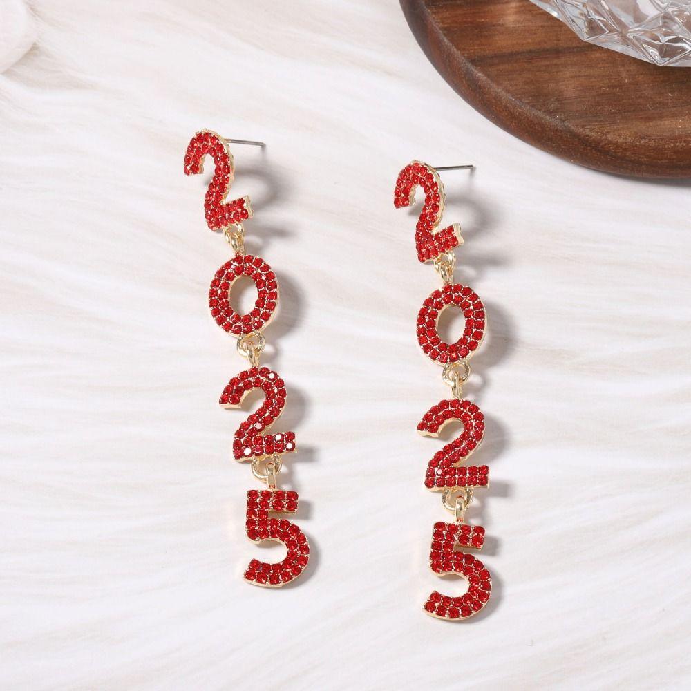 Jewelry Happy New Year Earrings Rhinestone Crystal Party Earrings New Year