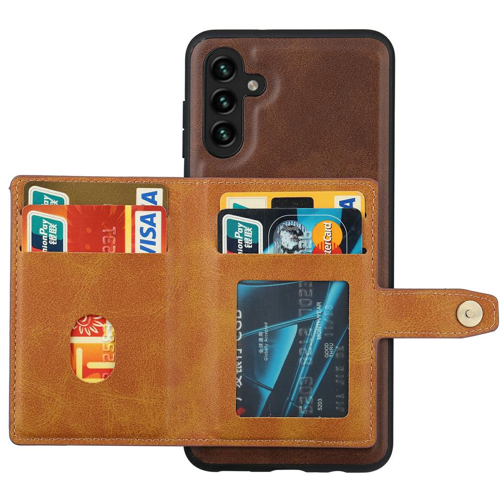For Samsung Galaxy S25+ Case Calf Texture Card Holder PU Leather+TPU Kicsktand Phone Cover