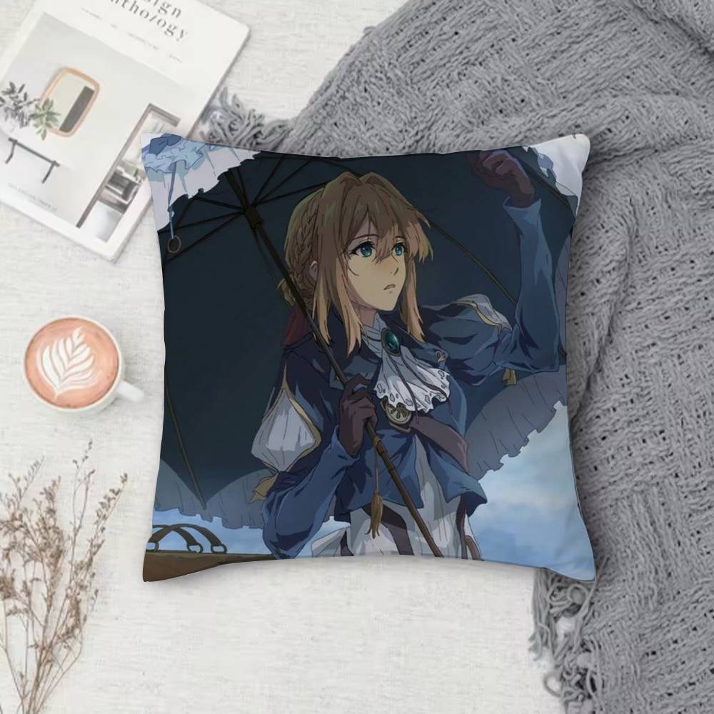 V-Violet Evergarden Double-Sided Printed Square Decorative Cushion Cover For Sofa Living Room Home Decor
