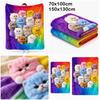 150x130cm Plush Blanket Rainbow Gradient Nap Blanket Cat Print Blanket  for Kids Room Home Travel