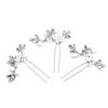 U Shape Hairpin for Women White Flower Decor Handmade Alloy Hairpin for Women Long & Thick Hair