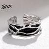 Couple Ring Thin Adjustable Open Band Stainless Steel Minimalist Geometric