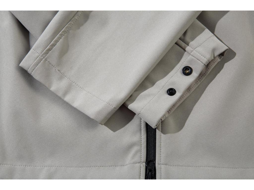 CROSSSTONE Unisex Solid Color Soft Shell Cardigan-Style Jacket with Zip Pocket